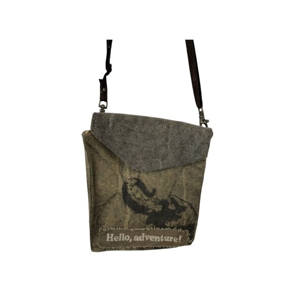 Primitives by Kathy Hello Adventure! Crossbody Canvas Sling Bag Vintage Purse - Picture 4 of 10